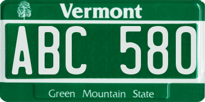 VT license plate ABC580