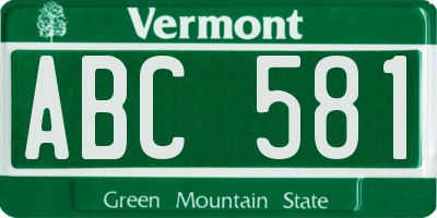 VT license plate ABC581