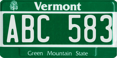 VT license plate ABC583