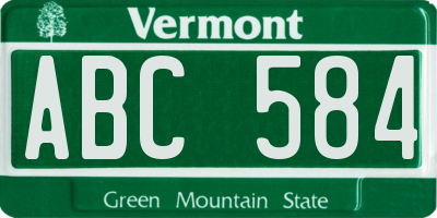 VT license plate ABC584