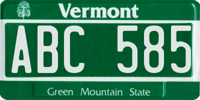 VT license plate ABC585