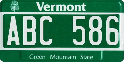 VT license plate ABC586