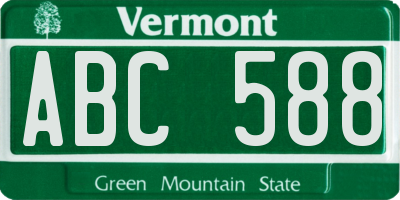 VT license plate ABC588