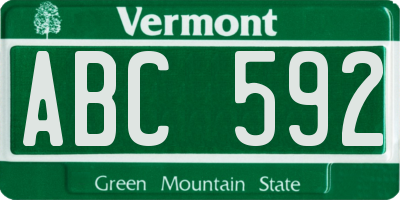 VT license plate ABC592