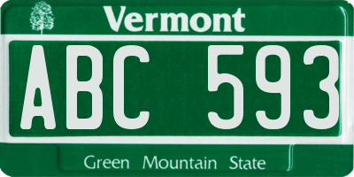 VT license plate ABC593