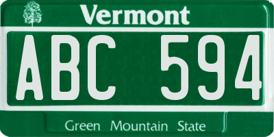 VT license plate ABC594