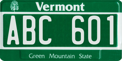 VT license plate ABC601