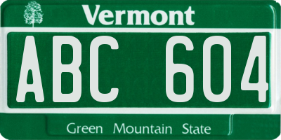 VT license plate ABC604