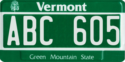 VT license plate ABC605