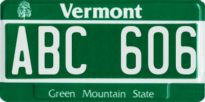 VT license plate ABC606