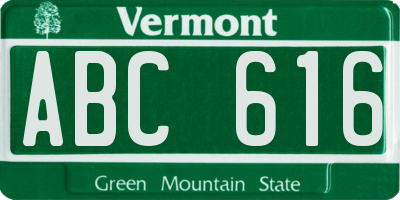 VT license plate ABC616