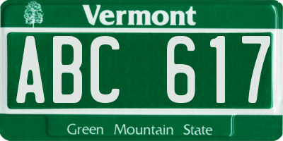 VT license plate ABC617