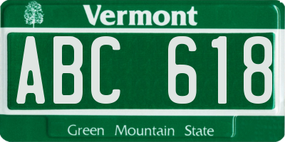 VT license plate ABC618