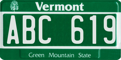 VT license plate ABC619