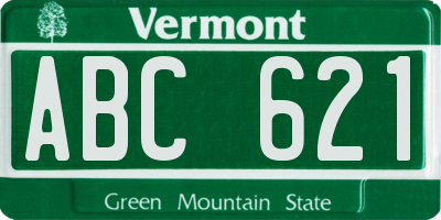 VT license plate ABC621