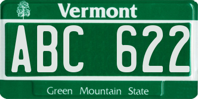 VT license plate ABC622