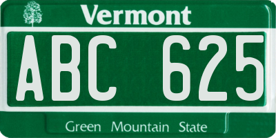 VT license plate ABC625