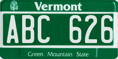 VT license plate ABC626