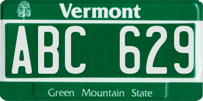 VT license plate ABC629