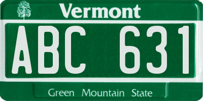 VT license plate ABC631