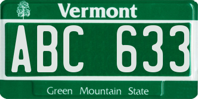 VT license plate ABC633