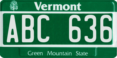 VT license plate ABC636