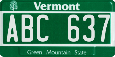 VT license plate ABC637