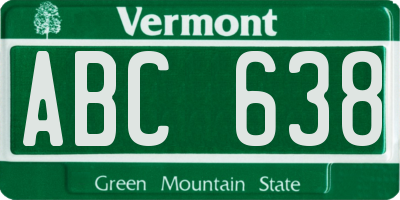 VT license plate ABC638