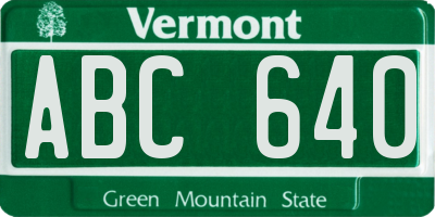 VT license plate ABC640