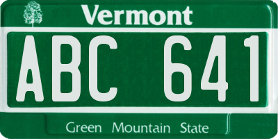 VT license plate ABC641