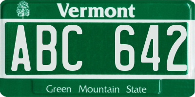 VT license plate ABC642