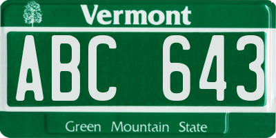 VT license plate ABC643