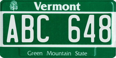 VT license plate ABC648