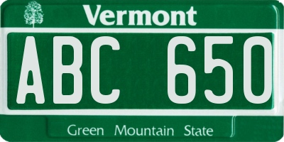 VT license plate ABC650