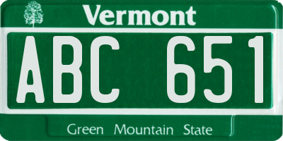 VT license plate ABC651