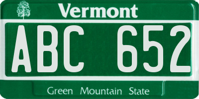 VT license plate ABC652