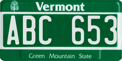 VT license plate ABC653