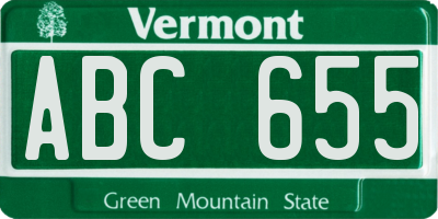 VT license plate ABC655