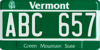 VT license plate ABC657