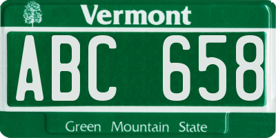 VT license plate ABC658