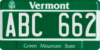 VT license plate ABC662