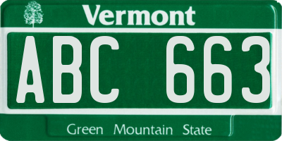 VT license plate ABC663