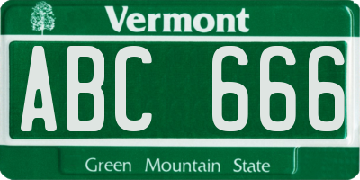 VT license plate ABC666