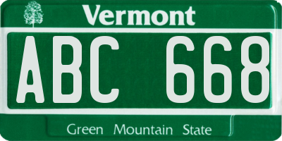 VT license plate ABC668