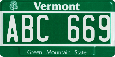 VT license plate ABC669