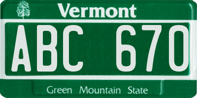 VT license plate ABC670