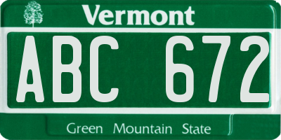 VT license plate ABC672