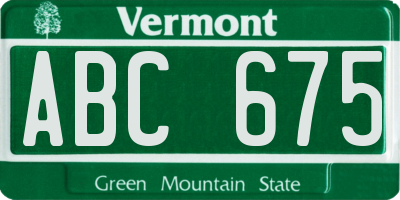 VT license plate ABC675