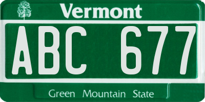 VT license plate ABC677