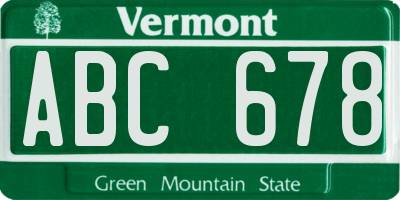 VT license plate ABC678